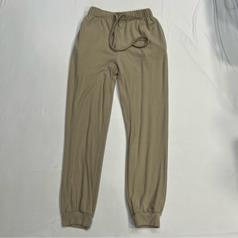 Lulu's Ribbed Lounge Jogger Pants Beige Size Small